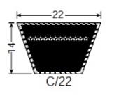 Courroie trapézoïdale C 88 - 22 X 2230 - Challenge